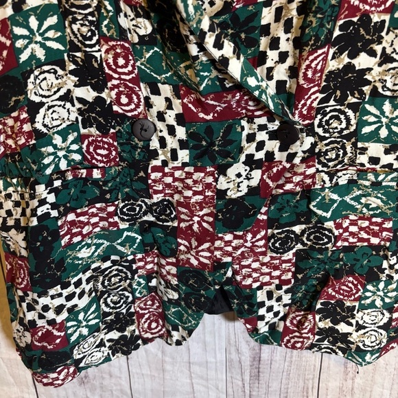 Vintage 80s Geometric Colorful Patchwork Vneck Sleeveless Vest Top Large - Picture 5 of 7